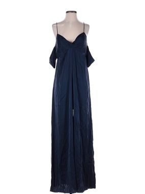 Zimmermann 100% Silk - Navy Wide-Leg Jumpsuit with Off-Shoulder Detail
